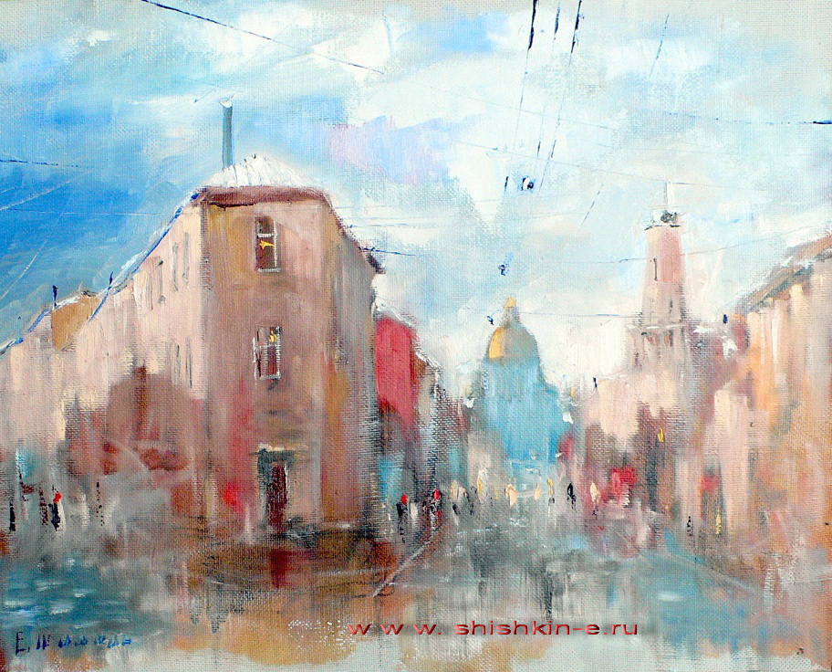 La mayoría calle Podyacheskaya. San Petersburgo. óleo sobre lienzo.size 40 х 50 см
