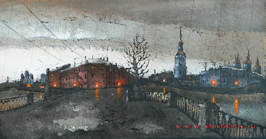 Canal Kryukov. San Petersburgo. técnica del autor. size 22 х 42 см
