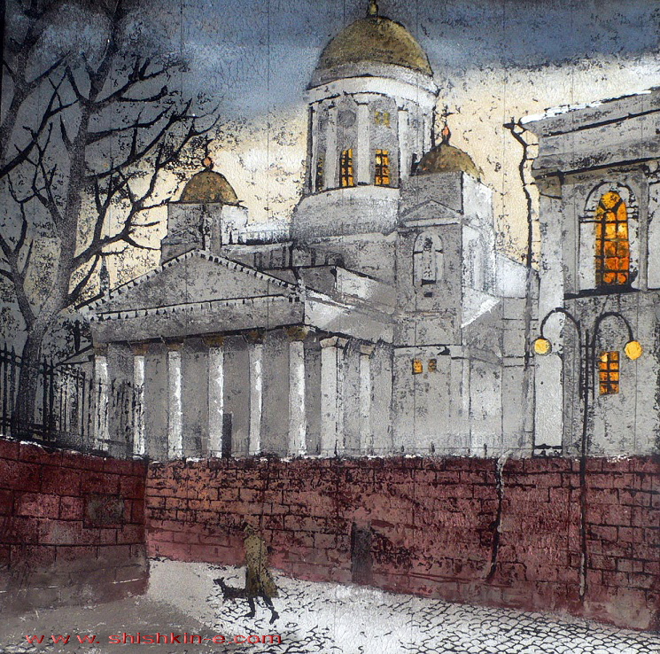 Nicholas Cathedral, Helsinki, técnica autor, size 29 х 29 cm