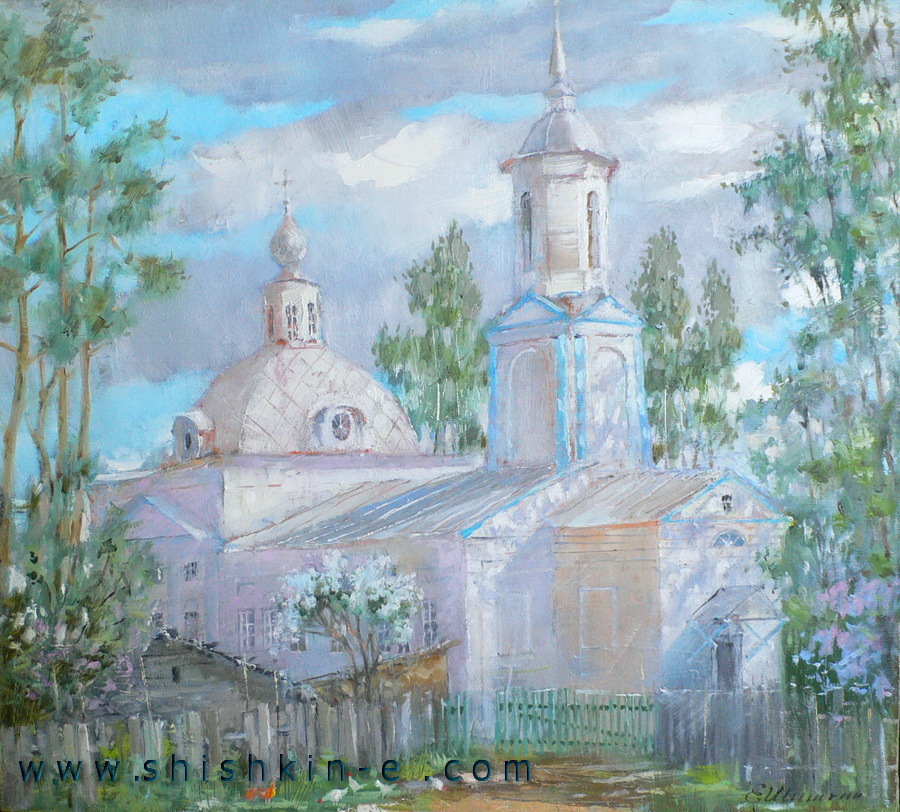 圣乔治教堂的。Korёga村。布面油画. size  45 х 50 см