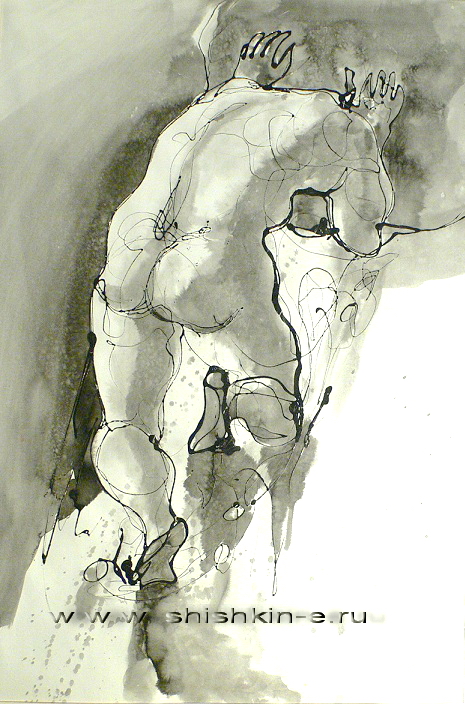Sisyphus, paper, mixed technique, size 60 х 80 cm